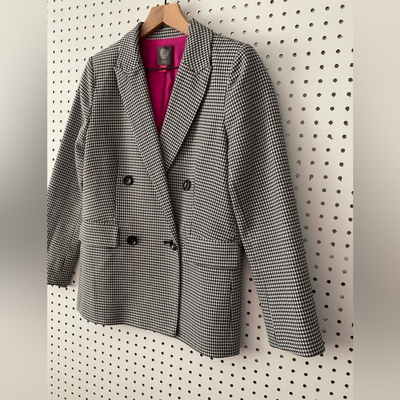 Vince Camuto Black & White Houndstooth Blazer Jacket - Picture 3 of 8